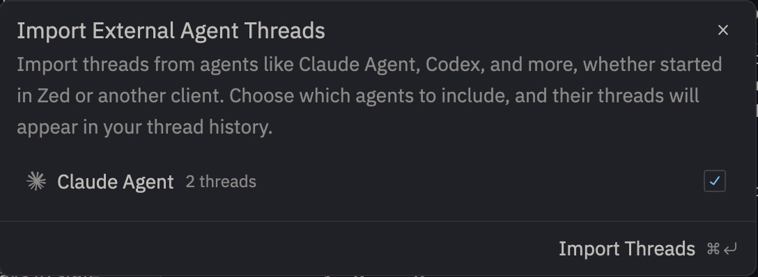 Import External Agent Threads